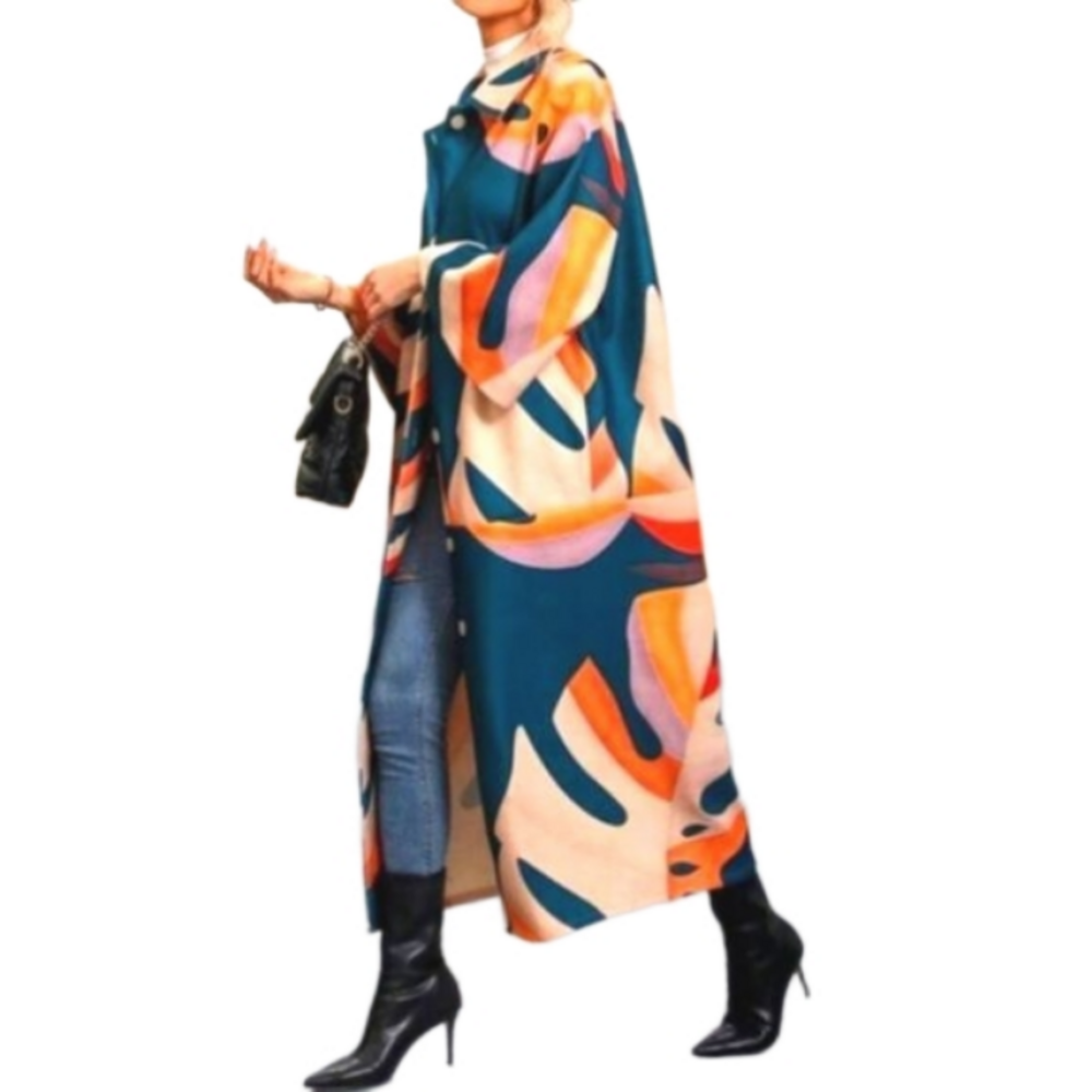 Ladies Long Multicolor Overcoat sz large